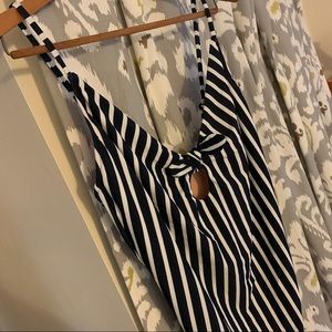 J. Crew Navy Stripe One Piece Bathing Suit